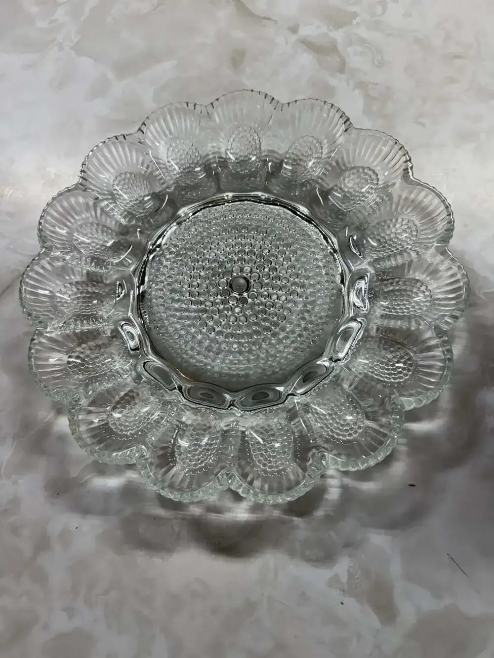 Vintage Indiana Glass Company Clear Hobnail Deviled Egg Plate 11 Inch